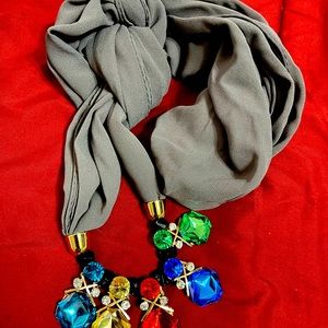 Gray Multi Jeweled Scarf